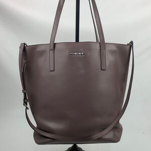 Michael Kors Gray Lavender Taupe Leather Tote bag Silver Zip Crossbody strap